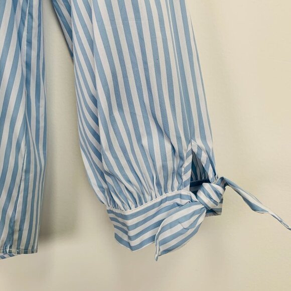NWT Calvin Klein Striped Tie-Cuff Poplin Top Size M - Picture 10 of 15